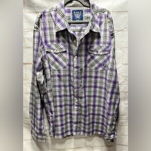 akademiks‎ men’s long sleeve plaid shirt purple size 5XL